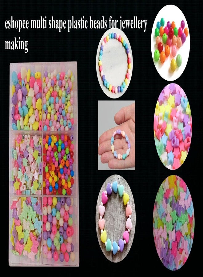 eshoppee 200 gm Multishape Plastic Beads for Jewellery Making kit Art and Crafts Materials for Necklace Bracelet Earring Making Materials DIY kit - Image 2